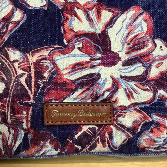 TOMMY Bahama Cotton Linen Tote w Pockets & Leather Handles - Picture 2 of 16